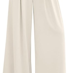 Womens Wide Leg Trousers 2026 Elastic High Waisted Dress Pants Pleated Slacks Flowy Business Work Palazzo Pants